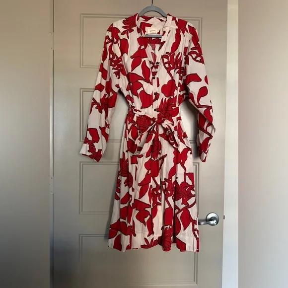 Printed Shirt Dress by Maeve for Anthropologie Red Size 1X - Picture 2 of 16